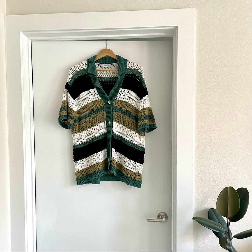 Zara oversized knit polo top